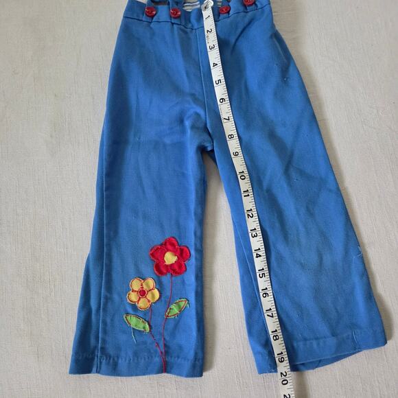 Vintage Flower Blue Suspender Pants 3t - Picture 2 of 6